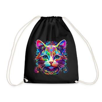 chat coloré - Sac de sport léger - noir - Devant