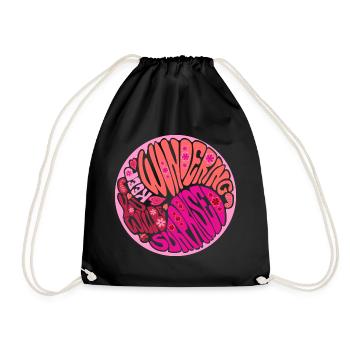 Keep Wondering Pink - Drawstring Bag - black - Front