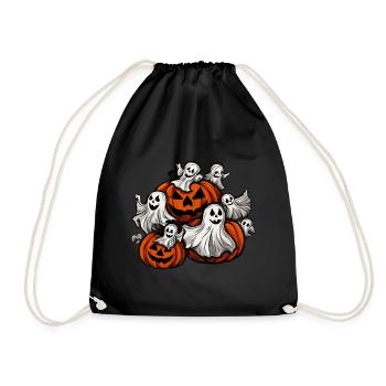 Halloween: Little ghosts with pumpkins - Drawstring Bag - black - Front