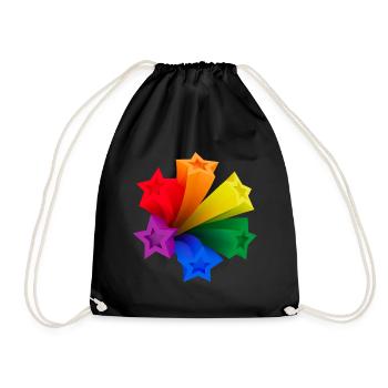 Dynamische Regenbogen-Sterne LGBT V3 - Turnbeutel - Schwarz - Vorne