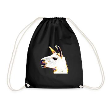 Lama Kopf - Turnbeutel - Schwarz - Vorne