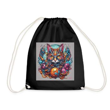 Semi biomechanical cat art - Drawstring Bag - black - Front