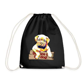 Avertissement sur le chien - Chiot mignon - Sac de sport léger - noir - Devant