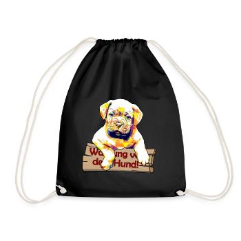Avertissement sur le chien - Chiot mignon - Sac de sport léger - noir - Devant