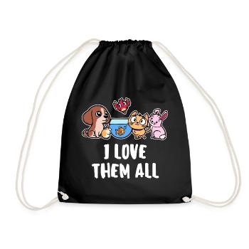 Fisch Ich Liebe Tiere Haustiere Statement Hund - Turnbeutel - Schwarz - Vorne