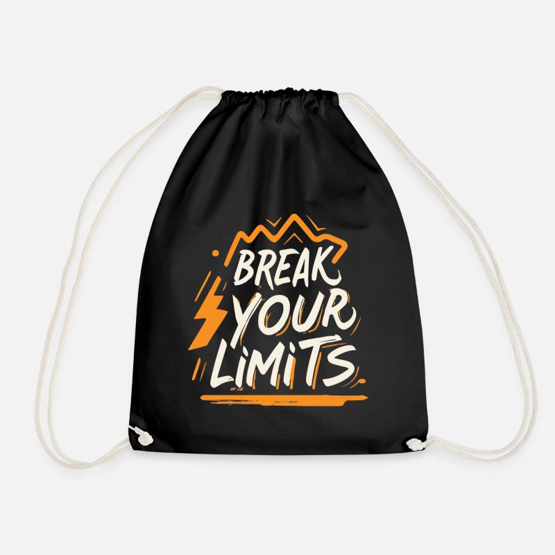 Sports gift 'Break your limits', motivation - Drawstring Bag - black