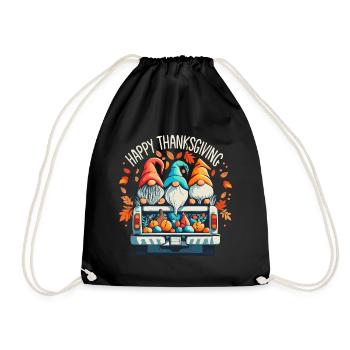 Happy Thanksgiving Dwarves Gnomes Gnomes - Drawstring Bag - black - Front