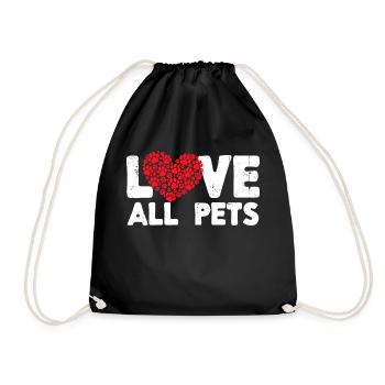 I Love Pets Heart Animals Statement Pet - Drawstring Bag - black - Front