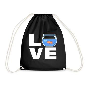 Pets Goldfish Saying Stuffed Animal Aquarium - Drawstring Bag - black - Front