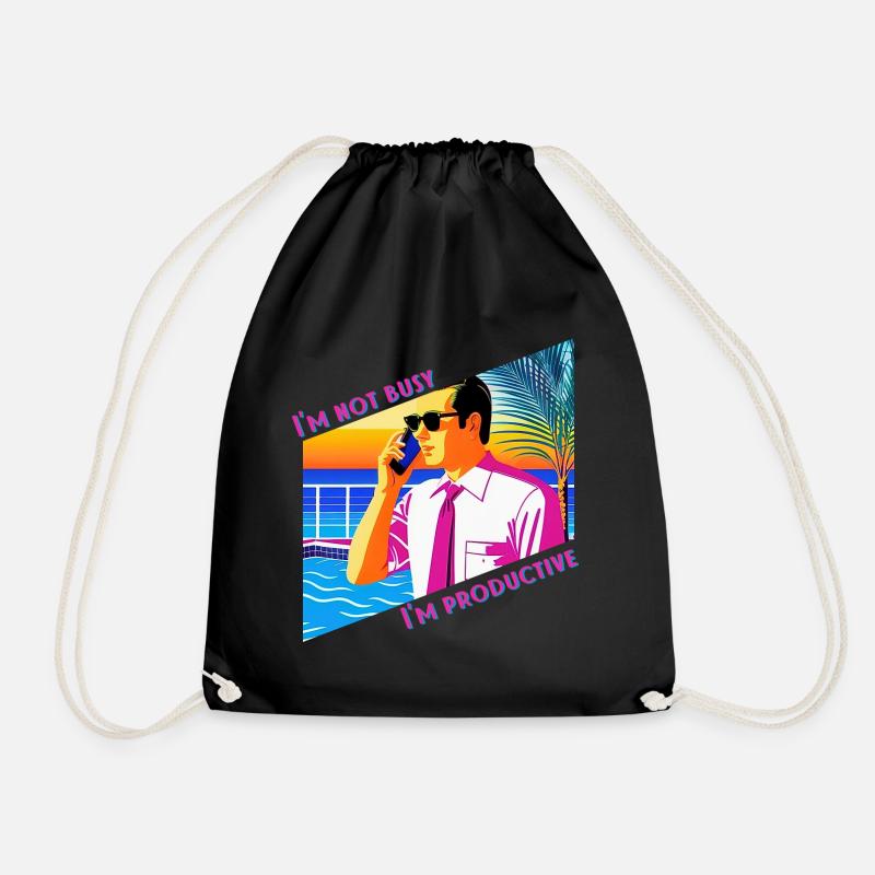 I’m not busy, I’m productive - Drawstring Bag - black