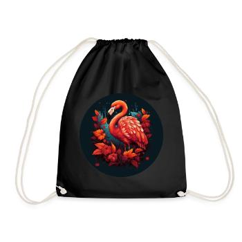 Flamingo in autumn leaves - Drawstring Bag - black - Front