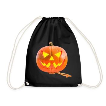 Halloween pumpkin carried by the Grim Reaper - Drawstring Bag - black - Front