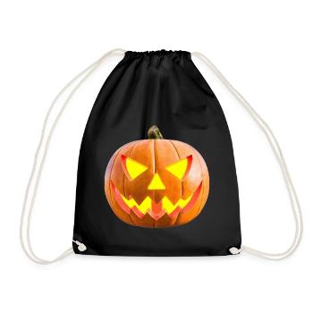 Halloween Kürbis - Kürbislaterne - Turnbeutel - Schwarz - Vorne