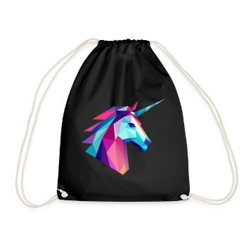 Unicorn Low Poly Logo Design - Drawstring Bag - black - Front