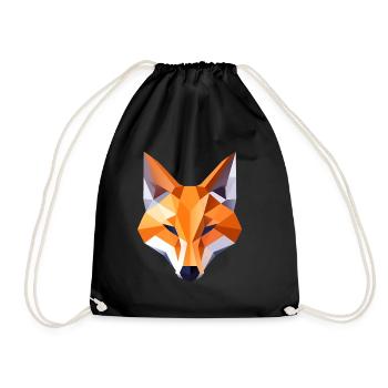 Fuchs Kopf Low Poly Logo Design - Turnbeutel - Schwarz - Vorne