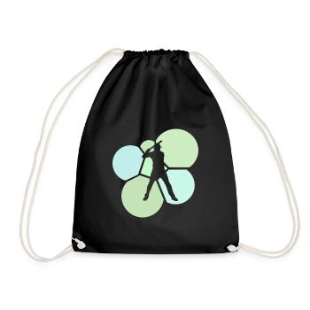 Baseball Batting Fielding Baseball Player - Drawstring Bag - black - Front