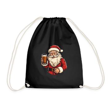 Santa Clause is crazy about beer - Drawstring Bag - black - Front