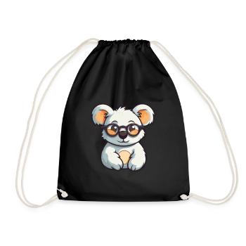 Koala portant des lunettes Cartoon Kawaii Illustration - Sac de sport léger - noir - Devant