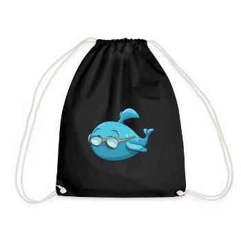 Wal mit Brille Karikatur Kawaii Illustration - Turnbeutel - Schwarz - Vorne