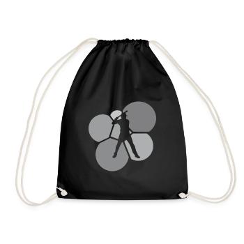 Baseball Batting Fielding Baseballer - Drawstring Bag - black - Front