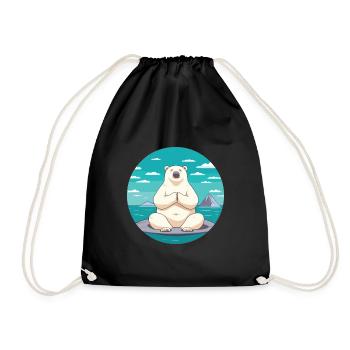Eisbär Karikatur Yoga Strand Sommer Illustration - Turnbeutel - Schwarz - Vorne