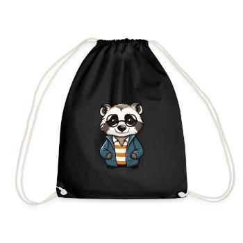 blaireau portant des lunettes dessin animé kawaii illustration - Sac de sport léger - noir - Devant