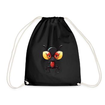 Ant Wearing Glasses Cartoon Kawaii Illustration - Drawstring Bag - black - Front