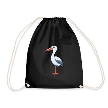 Stork Cartoon Kawaii Aquarelle Illustration - Sac de sport léger - noir - Devant