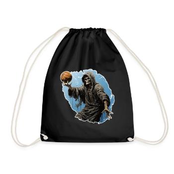Basketball spielendes Skelett Halloween Design - Turnbeutel - Schwarz - Vorne