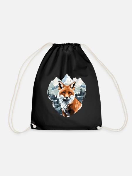 Füchse Fuchs Wald Winter Berg Natur Tiere - Turnbeutel - Schwarz