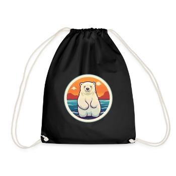 Eisbär Lustige Karikatur Kawaii Strand Illustration - Turnbeutel - Schwarz - Vorne