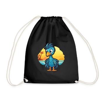Peacock Funny Cartoon Kawaii Beach Illustration - Sac de sport léger - noir - Devant