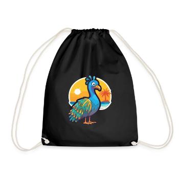 Peacock Funny Cartoon Kawaii Beach Illustration - Sac de sport léger - noir - Devant