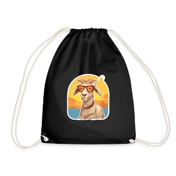 Goat Funny Cartoon Kawaii Beach Illustration - Sac de sport léger - noir - Devant