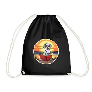 Dalmatiner Niedliche Lustige Karikatur Kawaii Buch Strand - Turnbeutel - Schwarz - Vorne