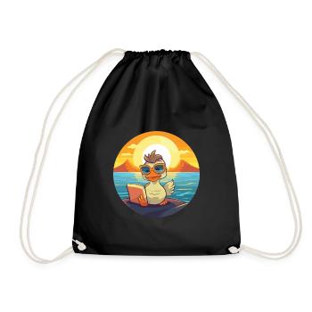 Ente Niedlich Lustige Karikatur Kawaii Buch Strand - Turnbeutel - Schwarz - Vorne