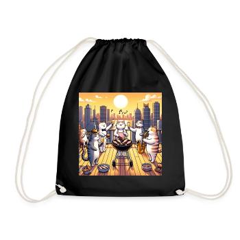 Cat Barbecue - Drawstring Bag - black - Front