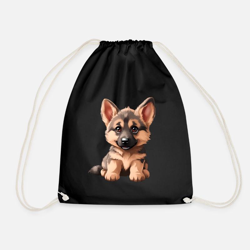 German Shepherd Puppy | German Shepherd puppy - Drawstring Bag - black