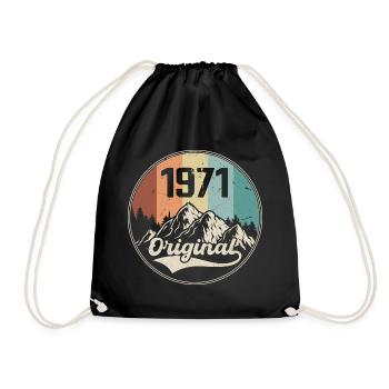 Original 1971 Birthday Gift - 1971 - Drawstring Bag - black - Front