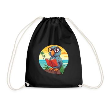Perroquet Mignon Drôle Dessin Animé Kawaii Livre Plage - Sac de sport léger - noir - Devant