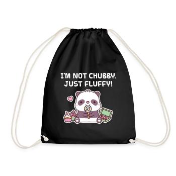 Cute Panda I Am Not Chubby Just Fluffy Funny - Drawstring Bag - black - Front