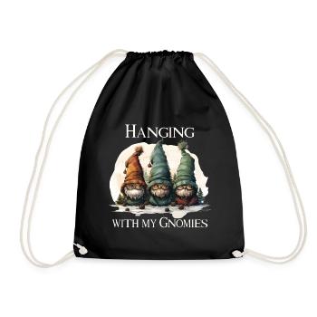 Hanging with my Gnomies - Drawstring Bag - black - Front