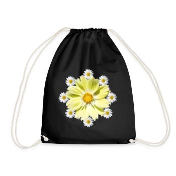 Cosmee flower with daisies floral floral pattern - Drawstring Bag - black - Front