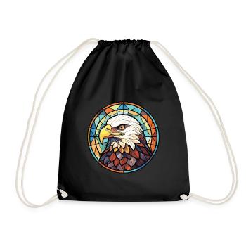 Eagle Colorful Watercolor Animal Pet Illustration - Drawstring Bag - black - Front