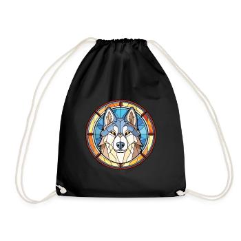 Husky Dog Aquarelle Colorée Animal Illustration - Sac de sport léger - noir - Devant
