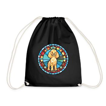Poodle Dog Colorful Watercolor Animal Illustration - Drawstring Bag - black - Front