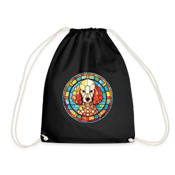 Poodle Dog Colorful Watercolor Animal Illustration - Drawstring Bag - black - Front