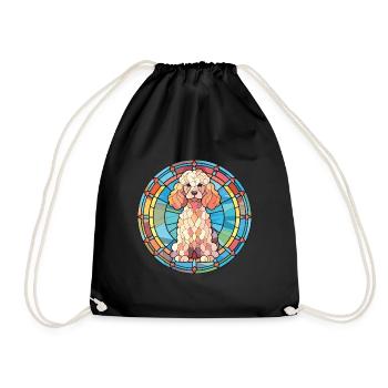 Poodle Dog Colorful Watercolor Animal Illustration - Drawstring Bag - black - Front