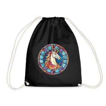 Einhorn bunte Aquarell-Tier-Illustration - Turnbeutel - Schwarz - Vorne