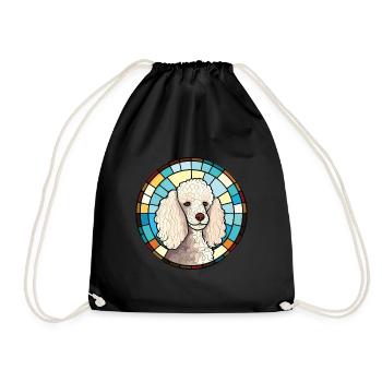 Poodle Dog Colorful Watercolor Animal Illustration - Drawstring Bag - black - Front